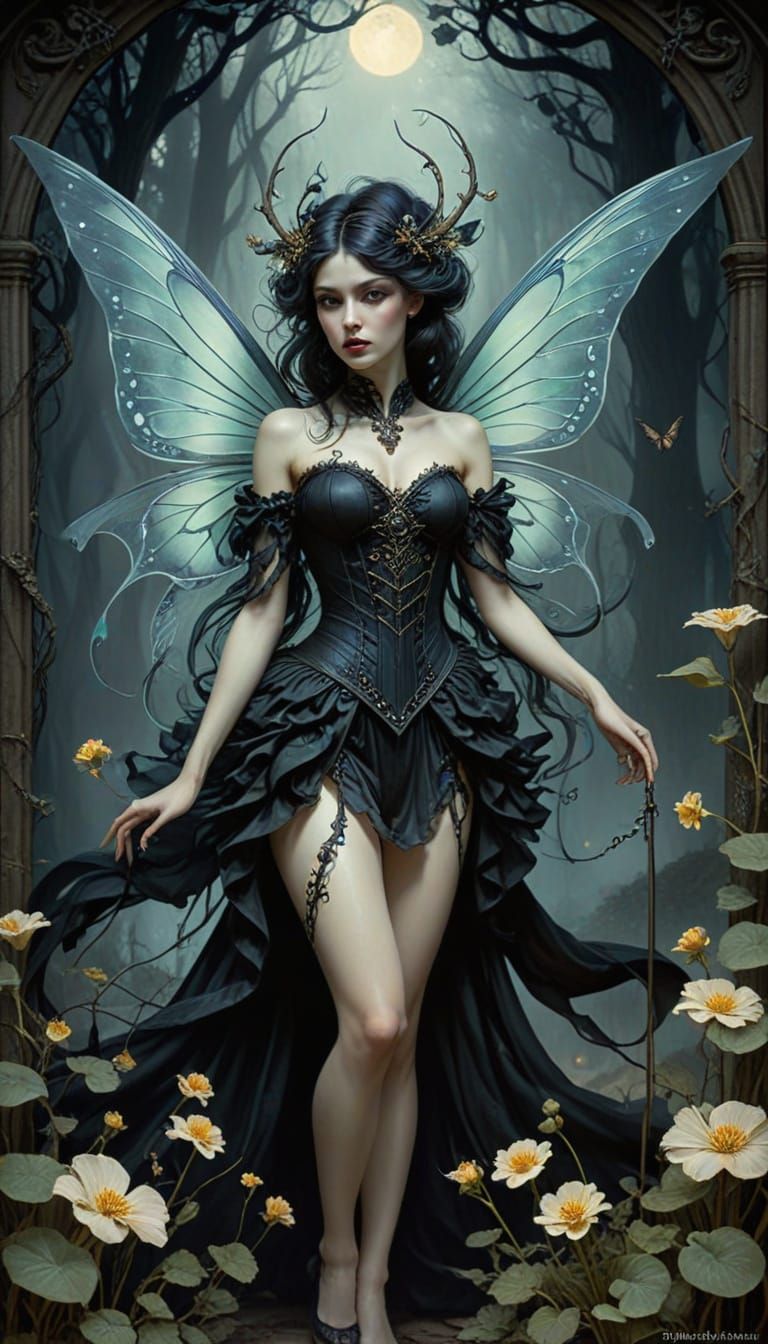 Dark Manipulative Surrealism Art Nouveau illustration fairy ...