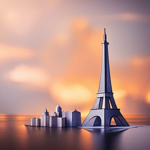 Origami Paris Papercraft Display in 8K