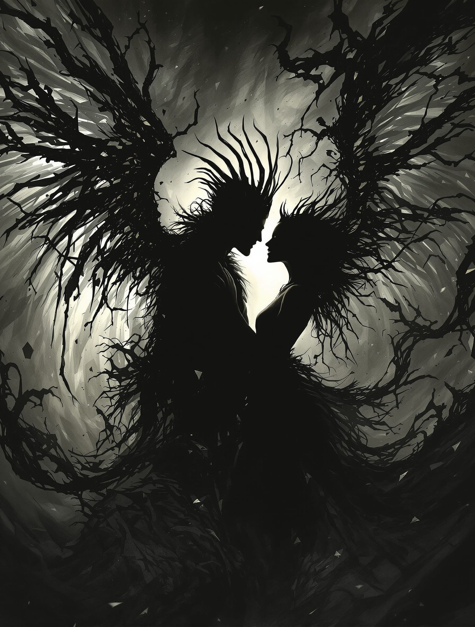 Jinn King and Lilith Embrace in Dark Fantasy