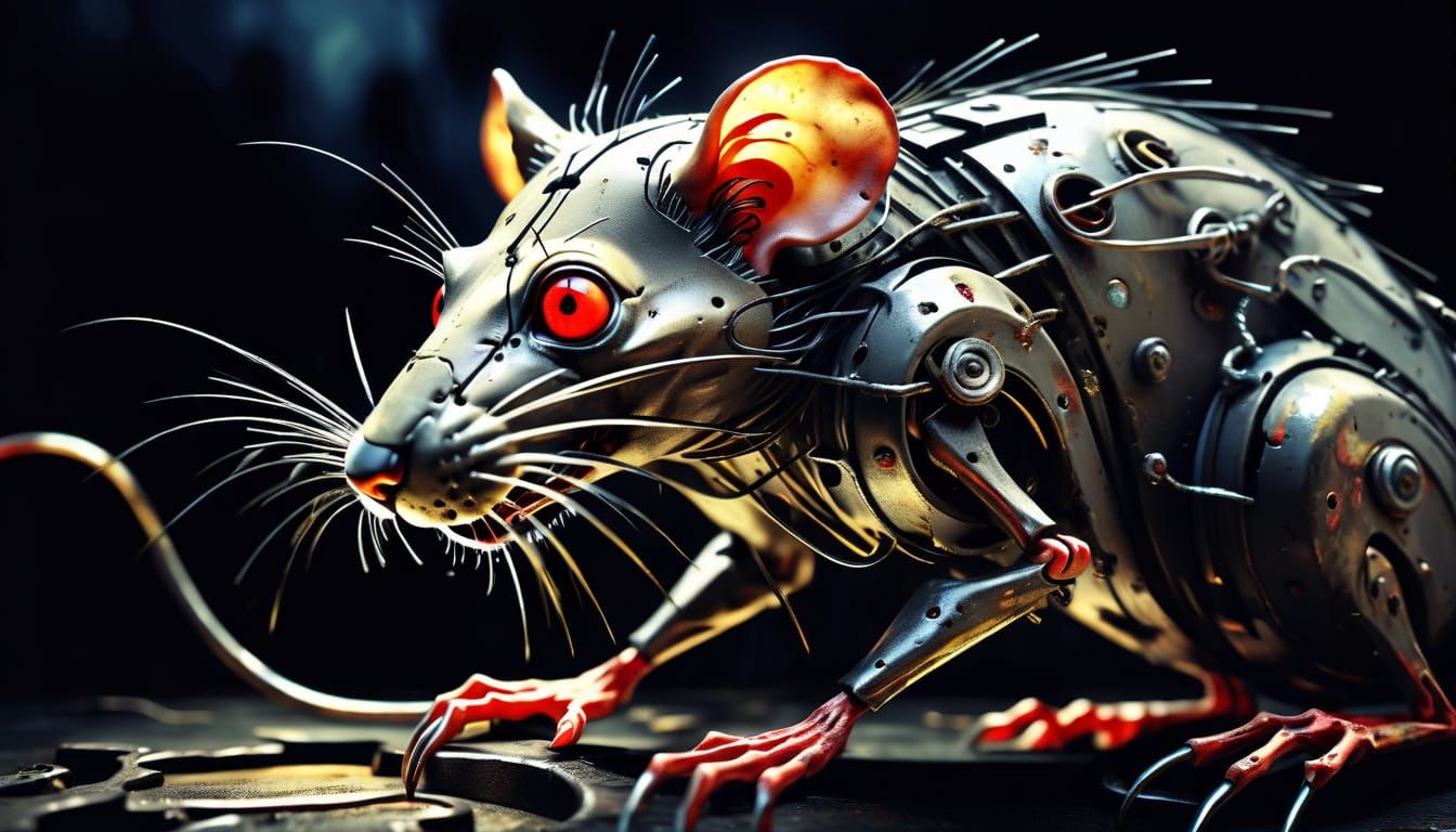 Surreal Artificial Rat in Distress as Digital Art