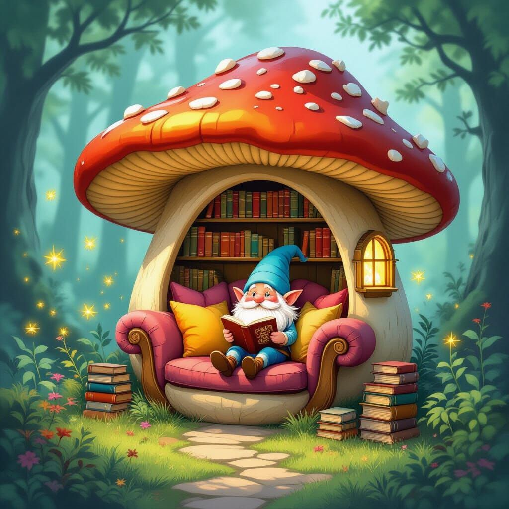 Enchanted Reading Nook in Giant Mushroom, Earle Style