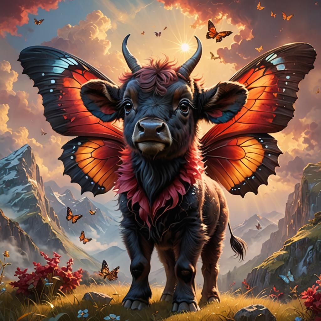 Adorable baby wildebeest fairy