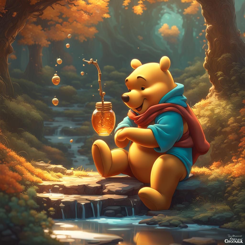 Winnie the Pooh as Honey Wizard, Detailed Concept Art