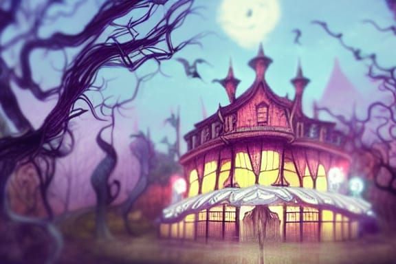 Haunted Naturepunk Circus in Warm Pastel Colors