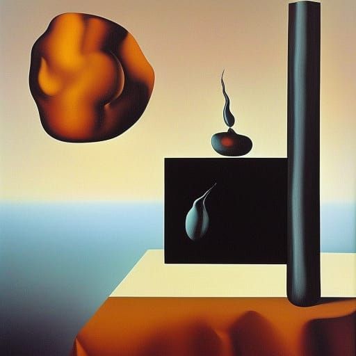 Surreal Black Cube in Salvador Dali Style