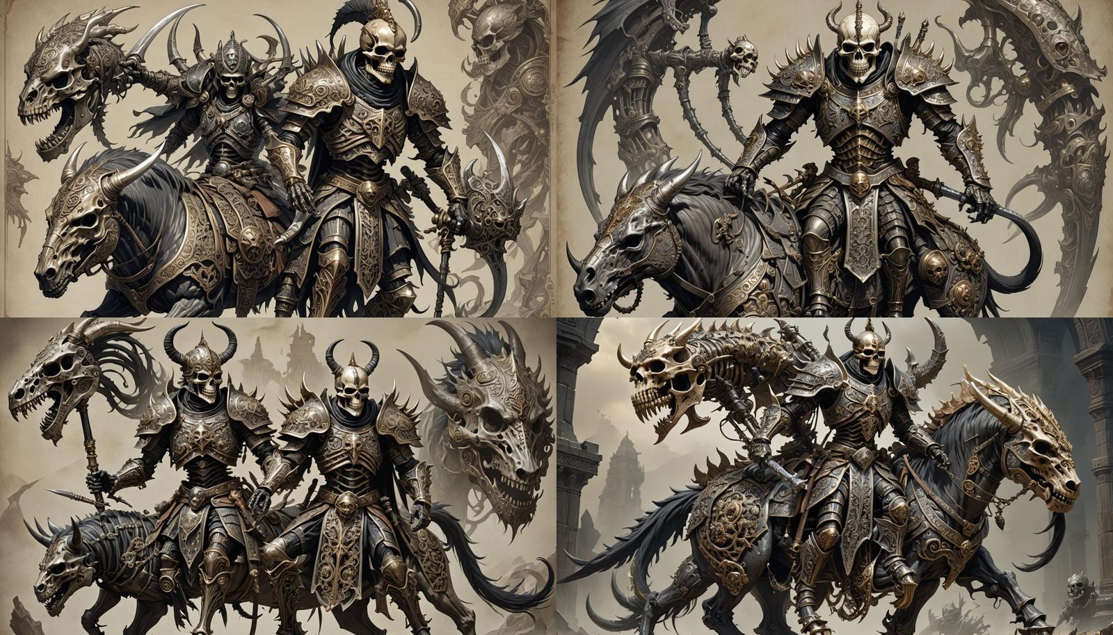 Menacing Armored Skeletal Warrior on Armored Beast