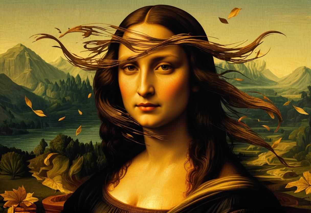 Mona Lisa in the Wind: Renaissance Metarealism Portrait