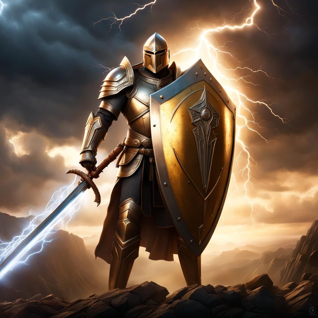 Epic Paladin of Light with Lightning Flail