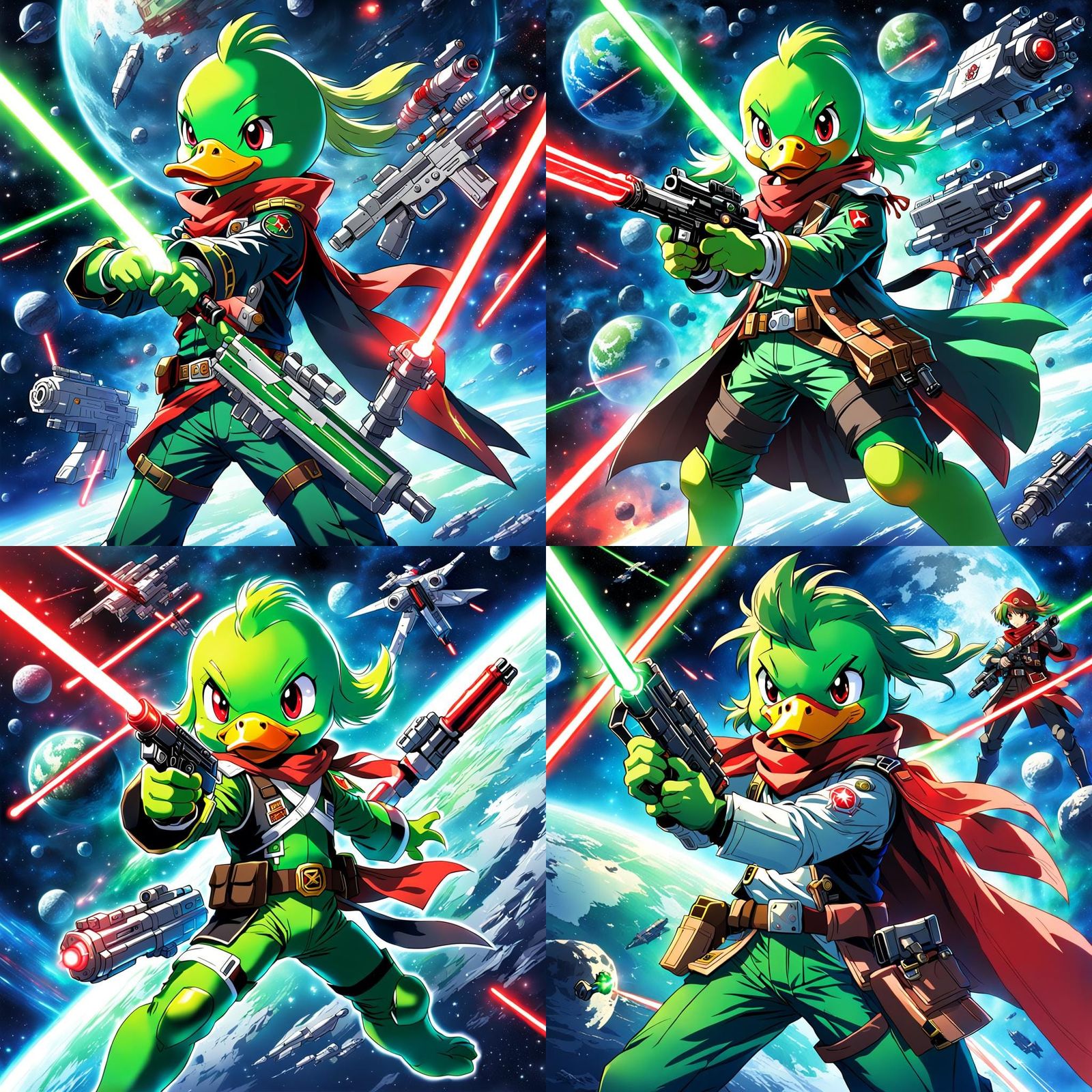 Anime Space Duck Pirate with Laser Gun