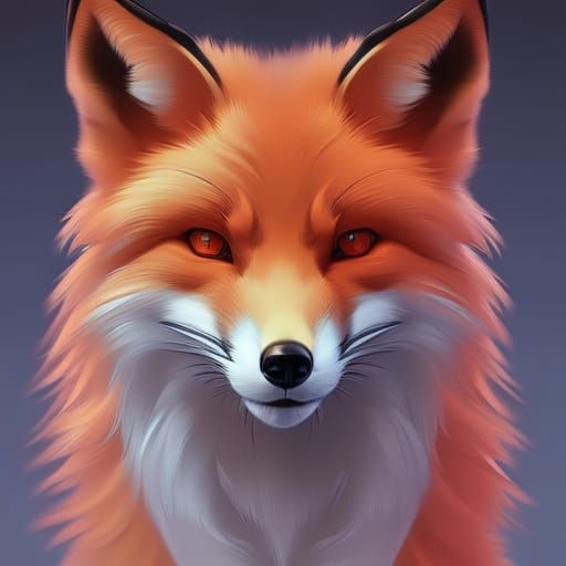 Colorful Fox Portrait in Hyperdetailed Digital Art Style