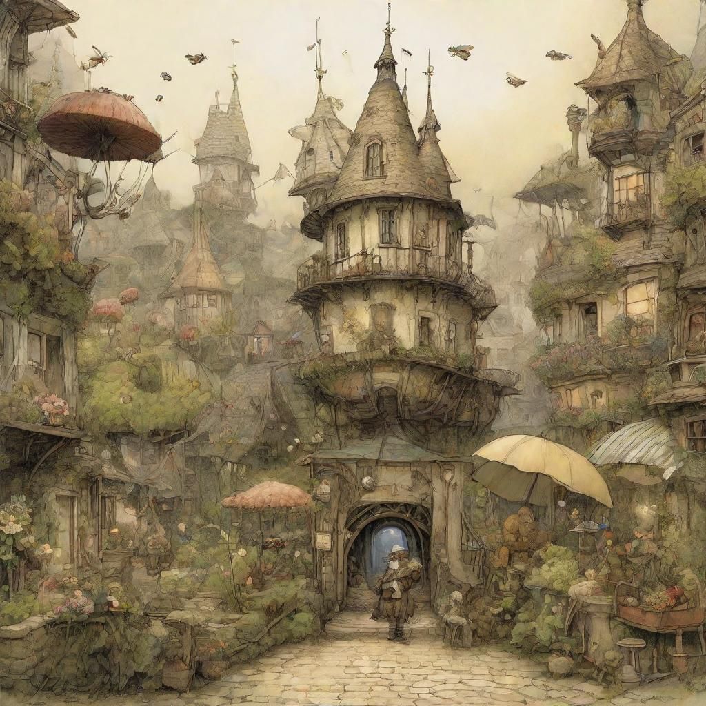 Dreamlike Landscape in Whimsical Style