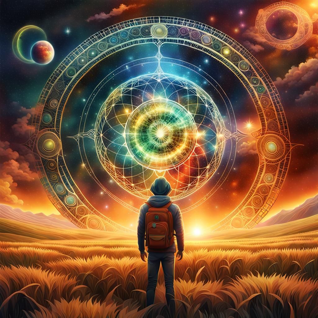 Ethereal Figure in Space: A Cosmic Digital Artwork