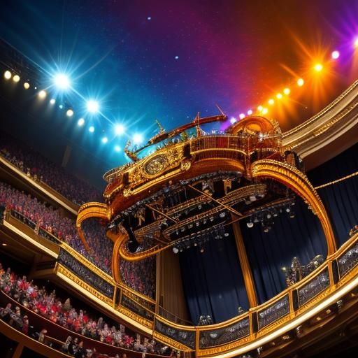 Octopus Plays Two Violins in Oil Painting