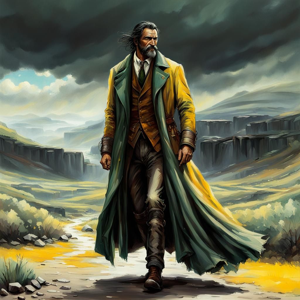 Once amid the soft silver
Sadness in the sky
There came a man of fortune
A drifter passing by
He wore a torn and tattere...