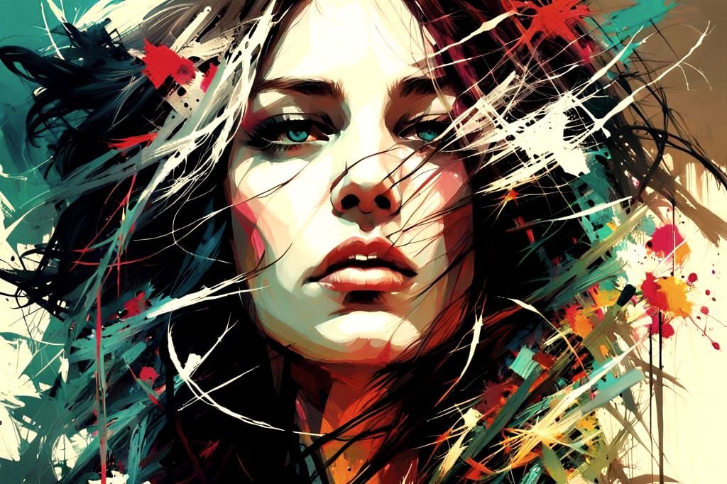 Portrait of Woman with Long Brown Hair