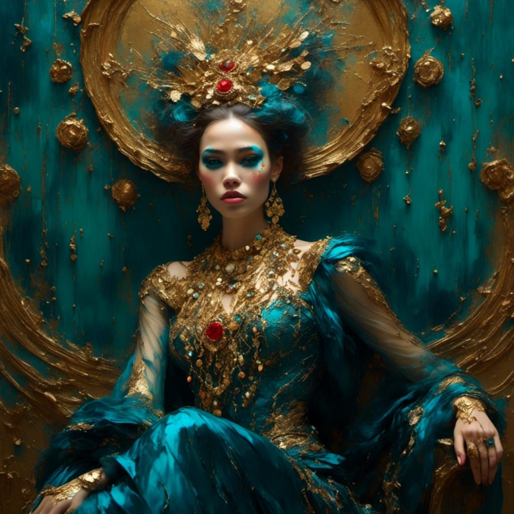 Woman with Aurora Punk Makeup: Oil Painting Portrait