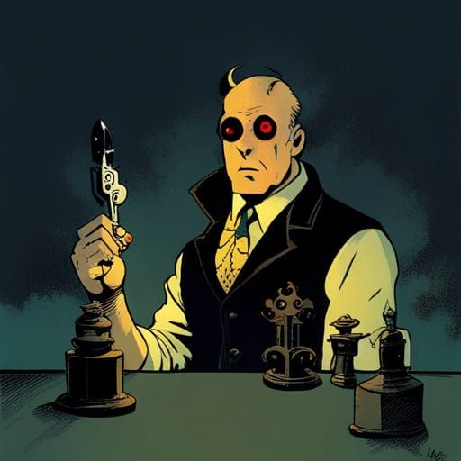 Mignola-Style Comic Book Illustration