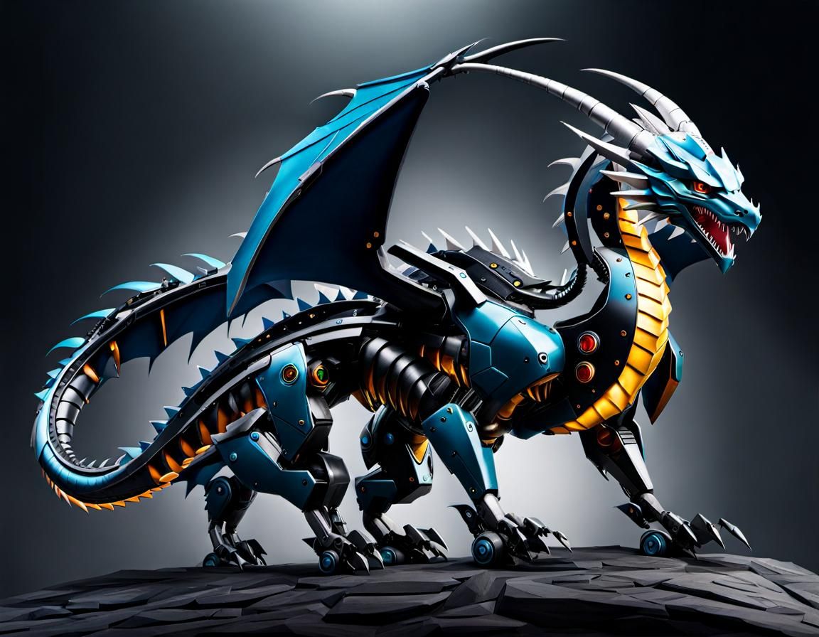 Mechanical Dragon in Metallic Style
