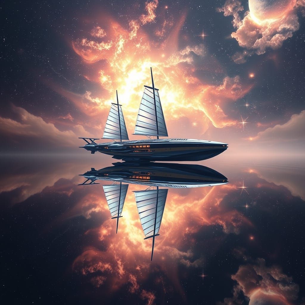 Luminous Spacecraft Glides Through Cosmic Expanse in Stunnin...