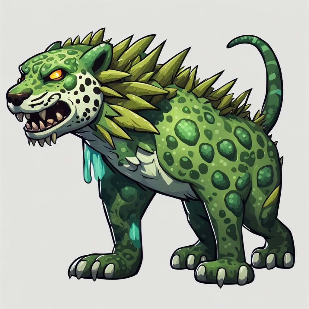 Rick and Morty Style Jaguar-Reptile Game Sprite