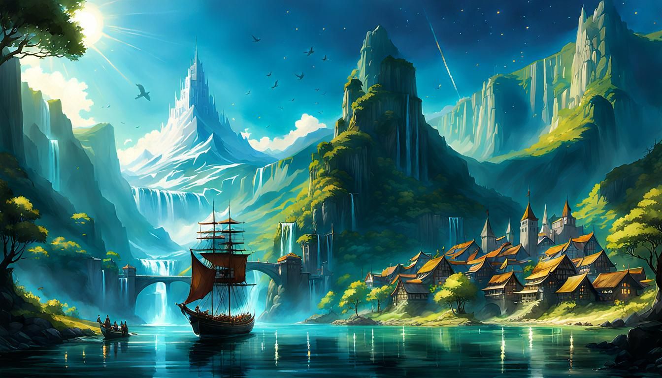 Elven City Harbor: Light Fantasy Concept Art