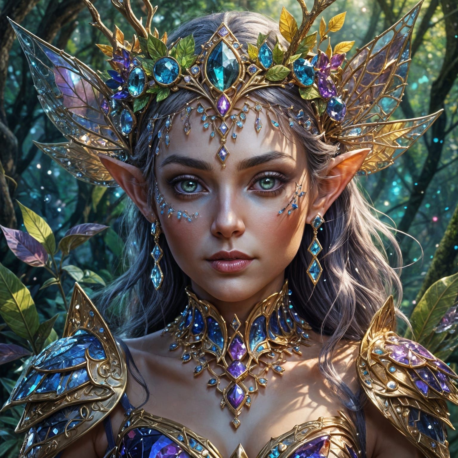 Jeweled Glass Elf in Detailed Fantasy Art
