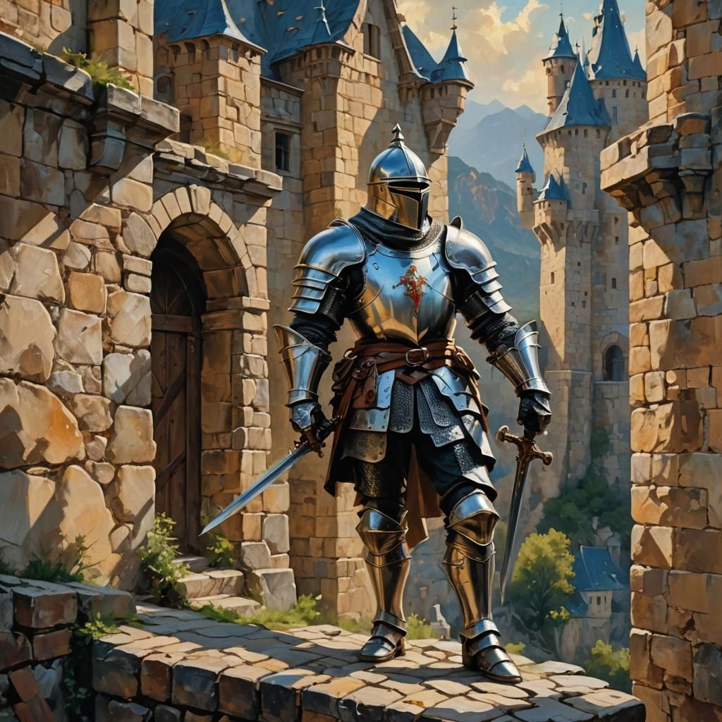 Baroque Knight in Shining Armor Oil Painting