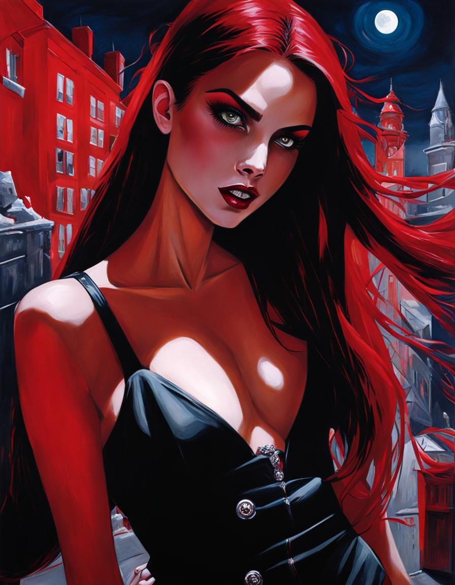 Crimson Gaze: Vampire's Hunger in Graffiti Art