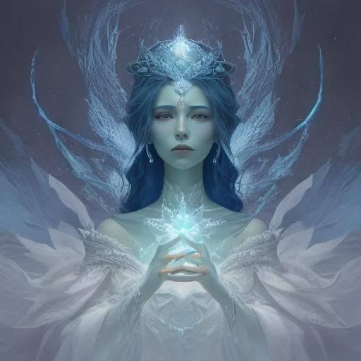 Ethereal Blue Diamond Minimalist Landscape Matte Painting