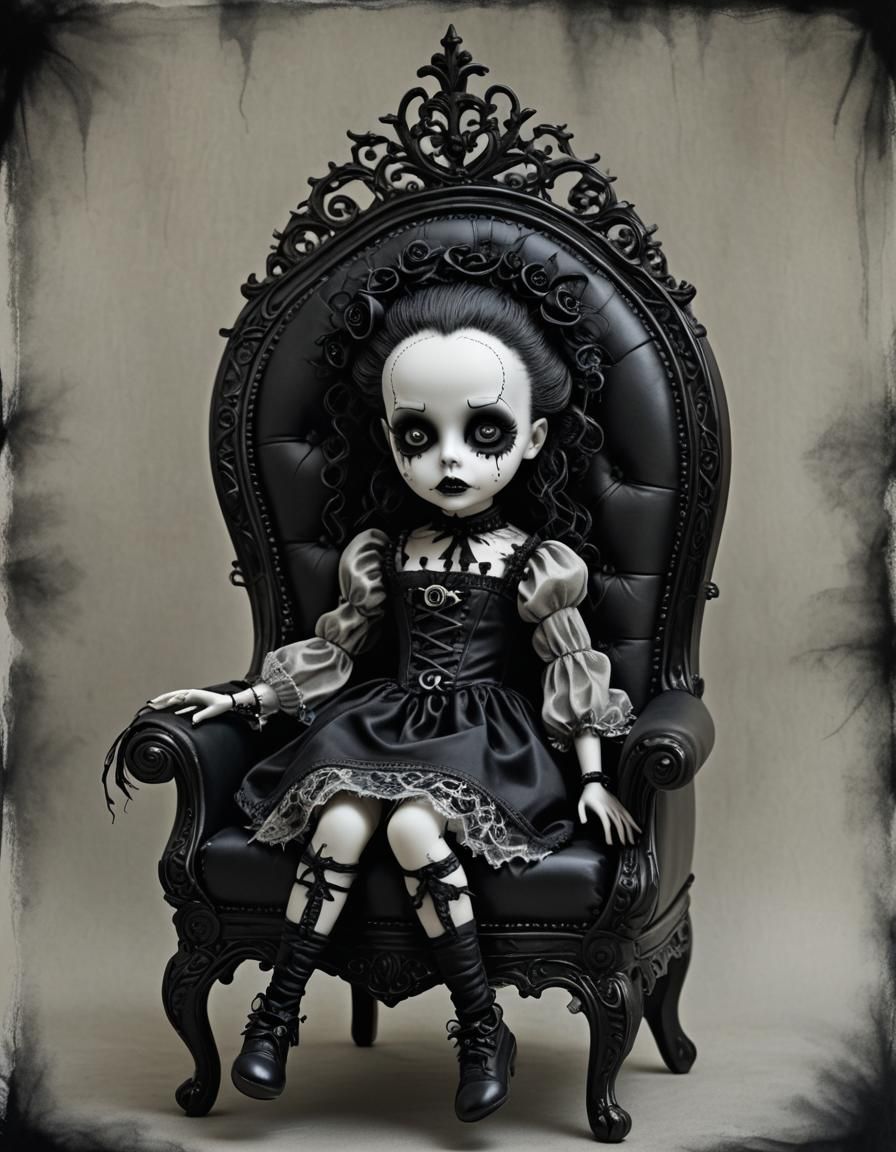 Gothic Baby Doll in Tim Burton Style