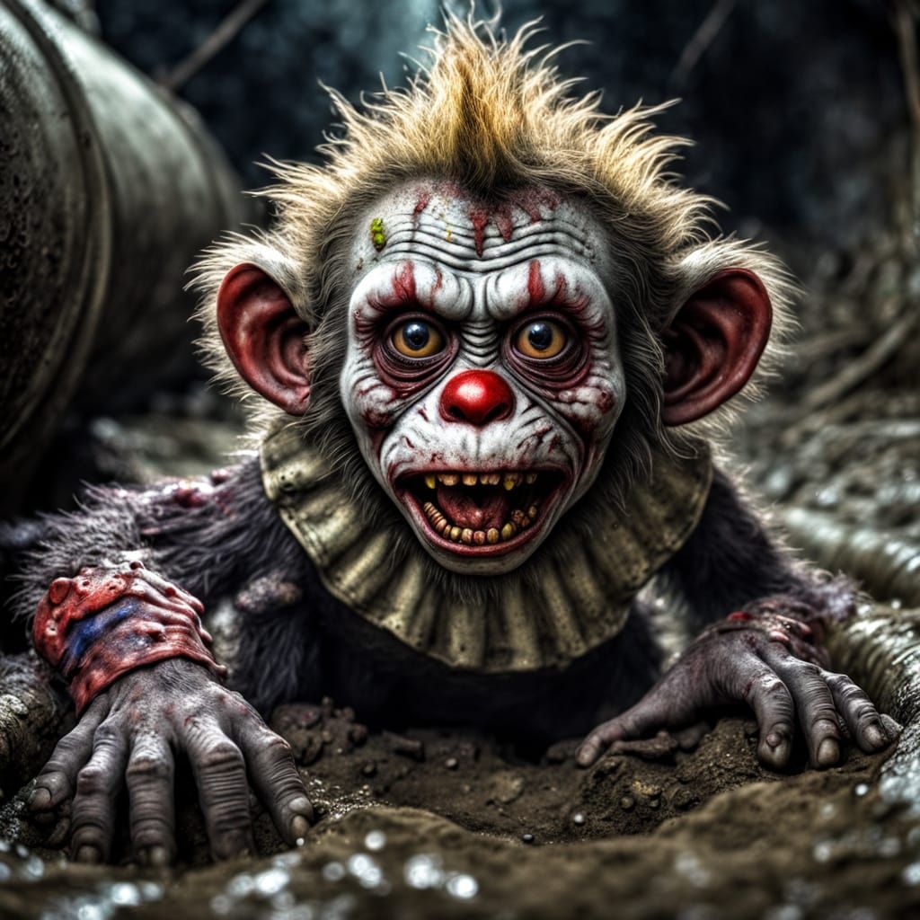 Abandoned Sewer Monster Infant in a Dark, Filthy Lair