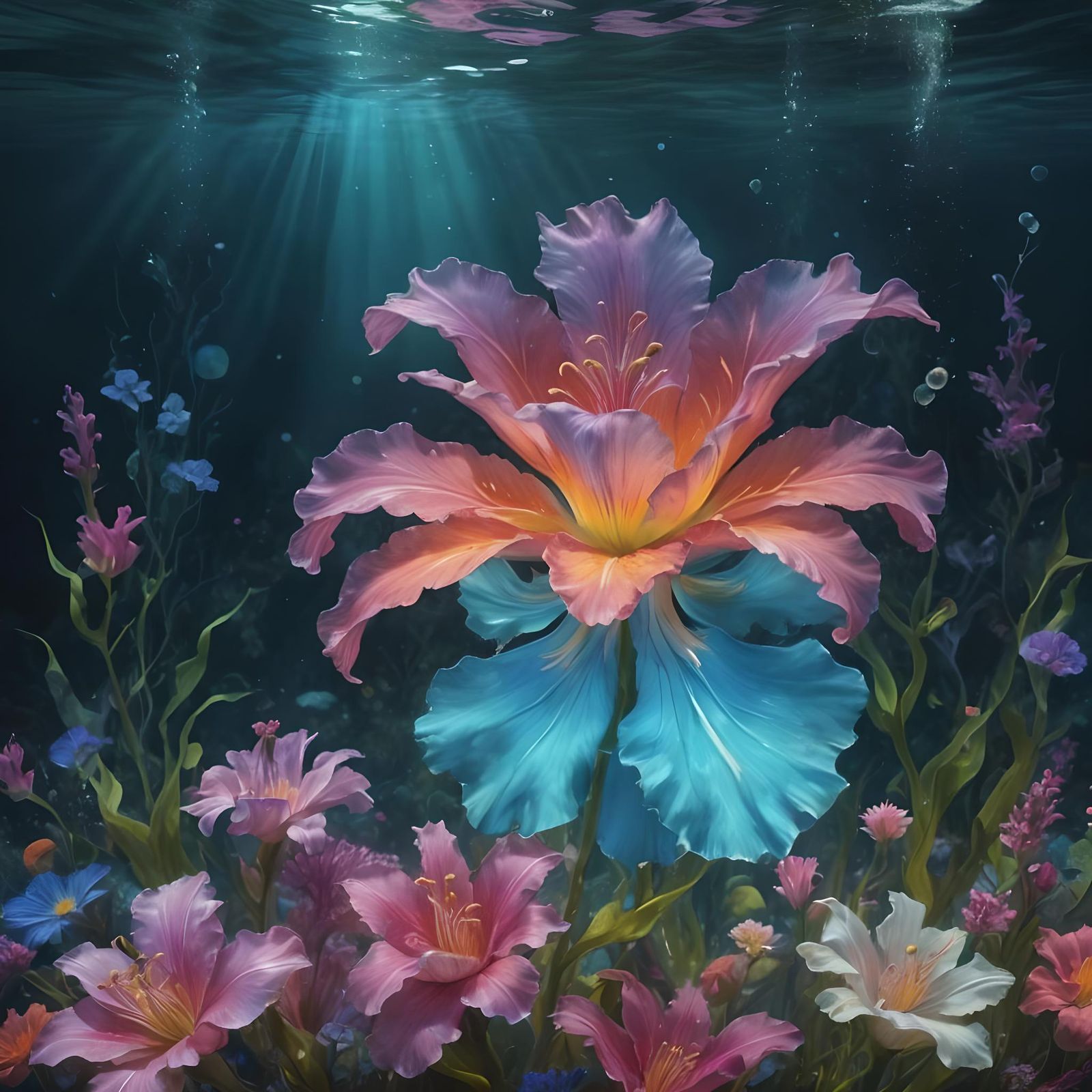 Magical Underwater Flowers in Digital Painting