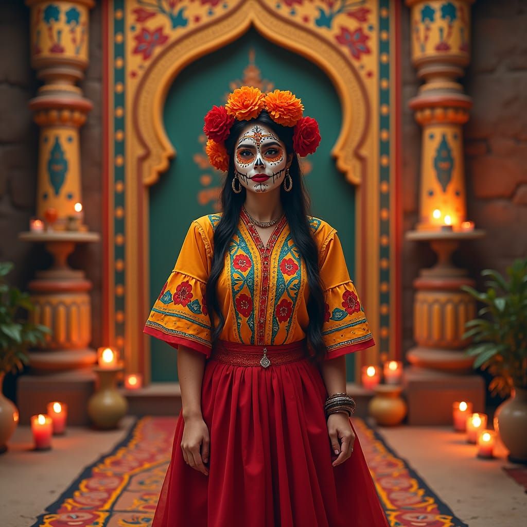 Mexican Woman Celebrates Día de Muertos in India