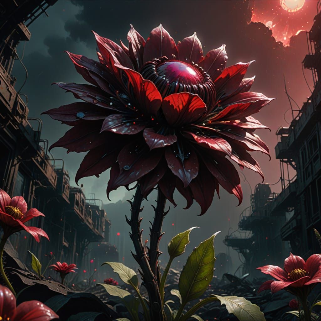 Alien Ruby Flower in Post-Apocalyptic Cinenandia