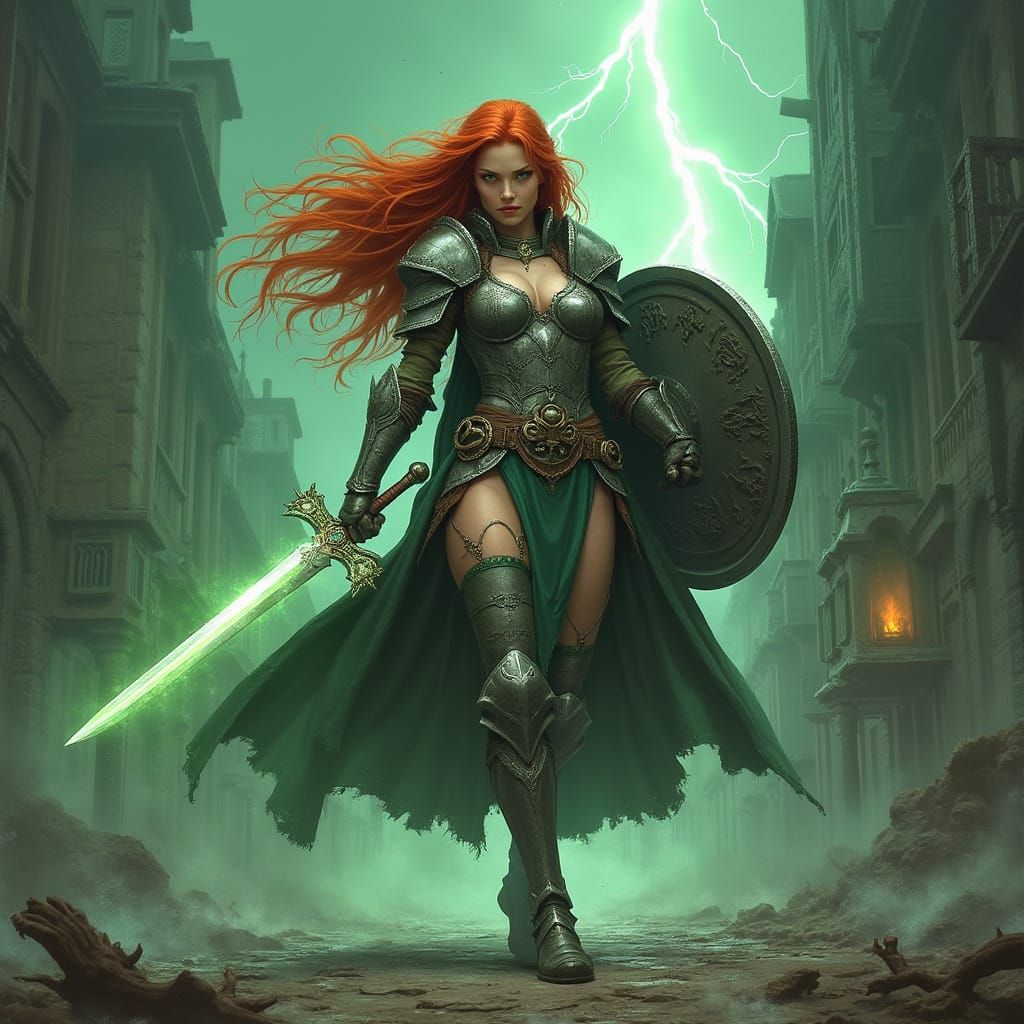 Warrior Battles Undead Hordes in a Runic Storm