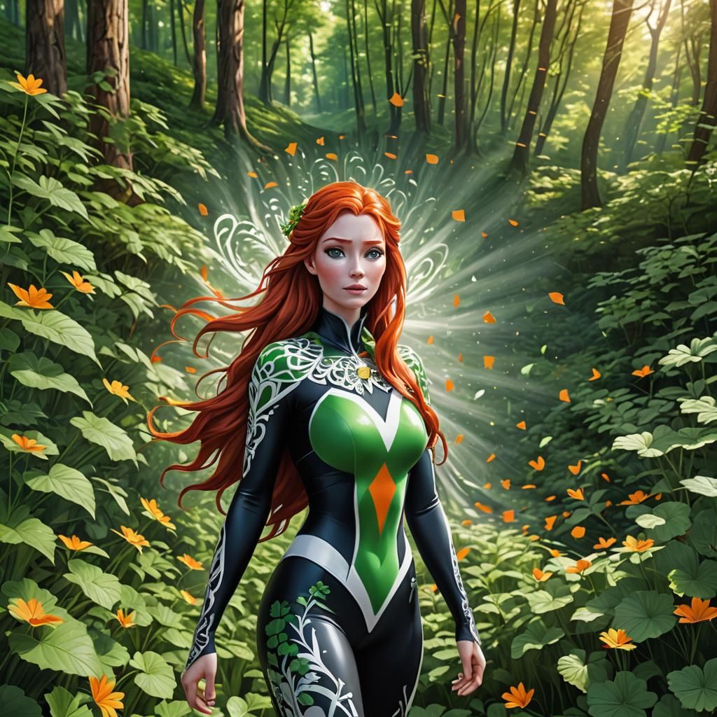 Irish Girl with Braids in Spandex Catsuit