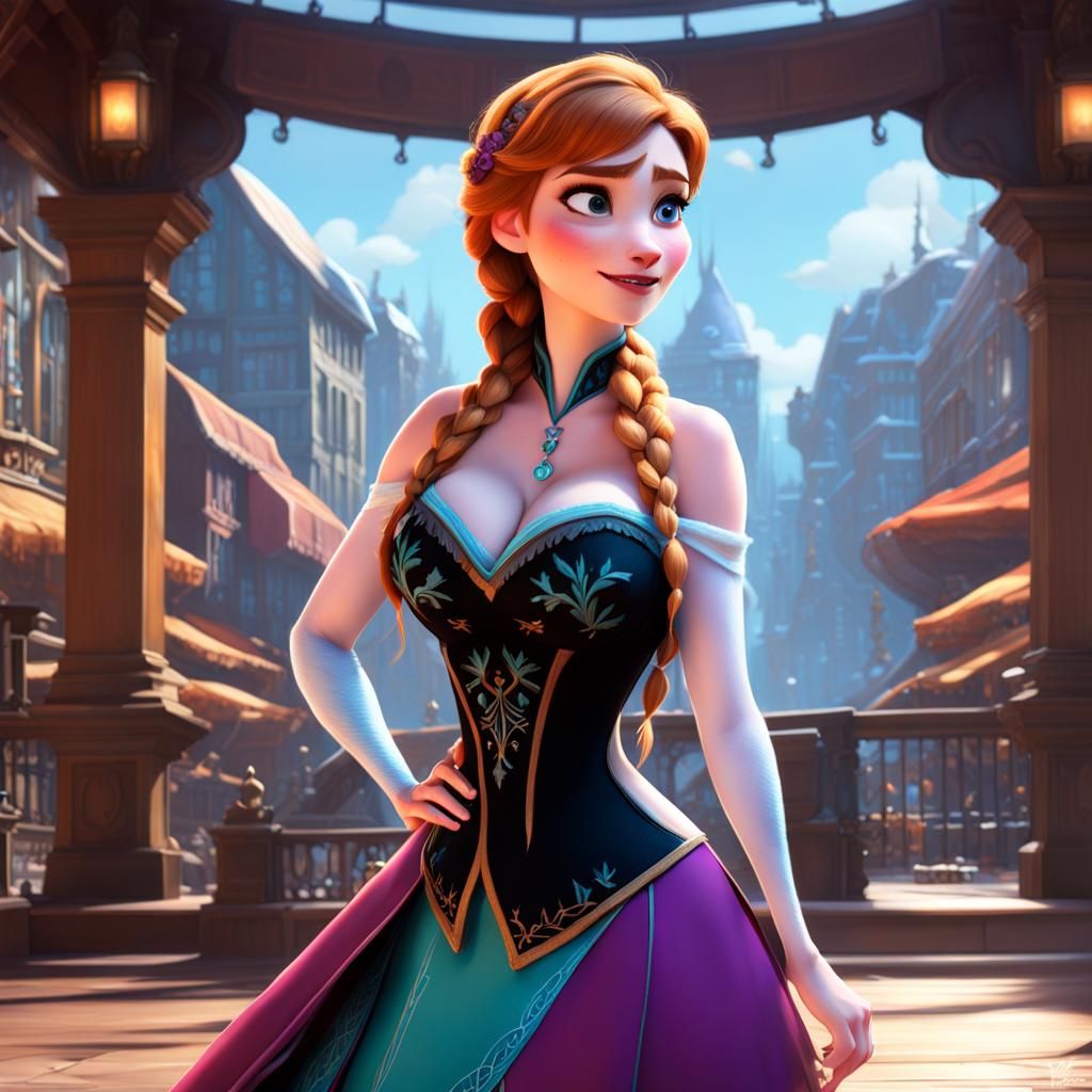 Anna from Frozen in Pixar Style Portrait