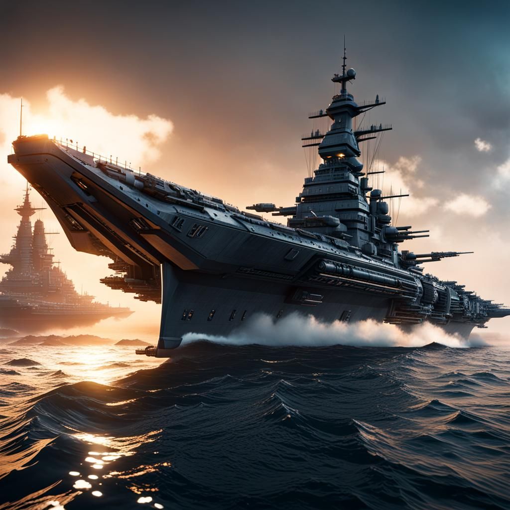 City-Sized Battleship: 3D Game Cinematic Render