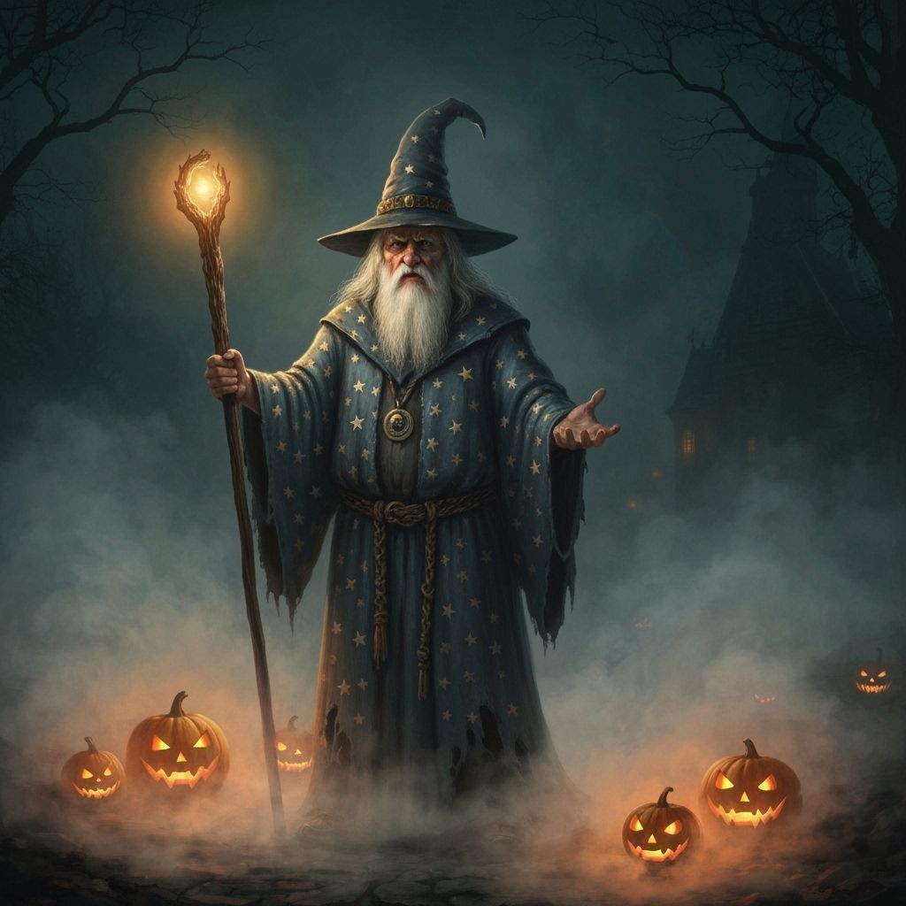 Wise Wizard on Misty Halloween Night