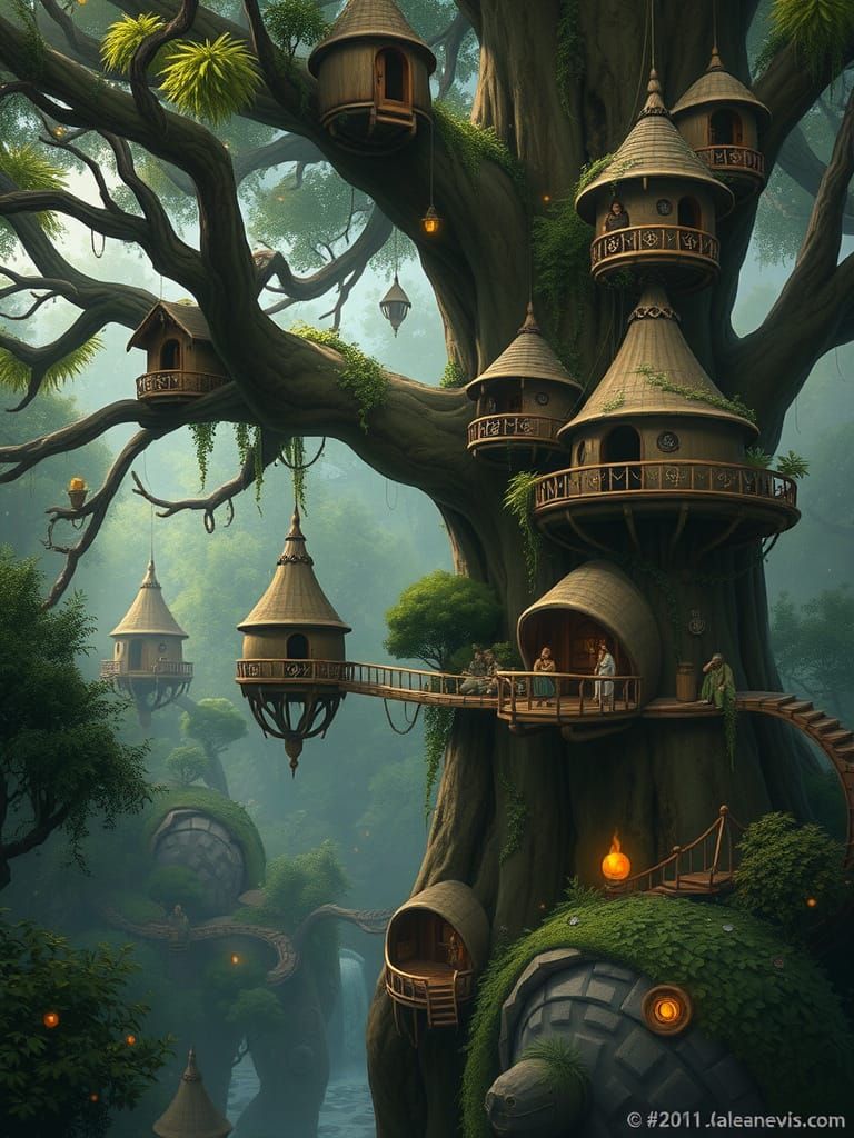 Surreal Village of Treehouses Amongst Ancient Sequoias