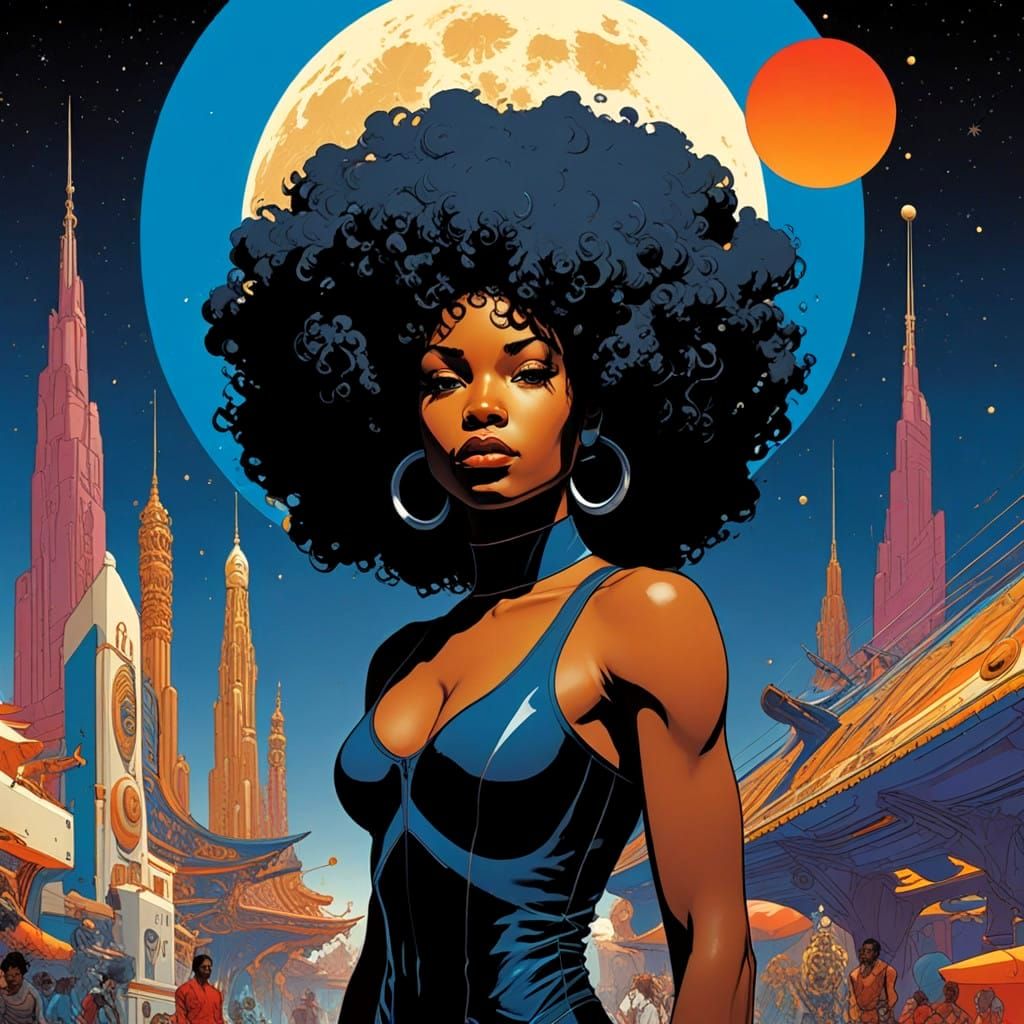 Vibrant Afro-Futurist Workout and Gym in Cosmic New Moon Sty...