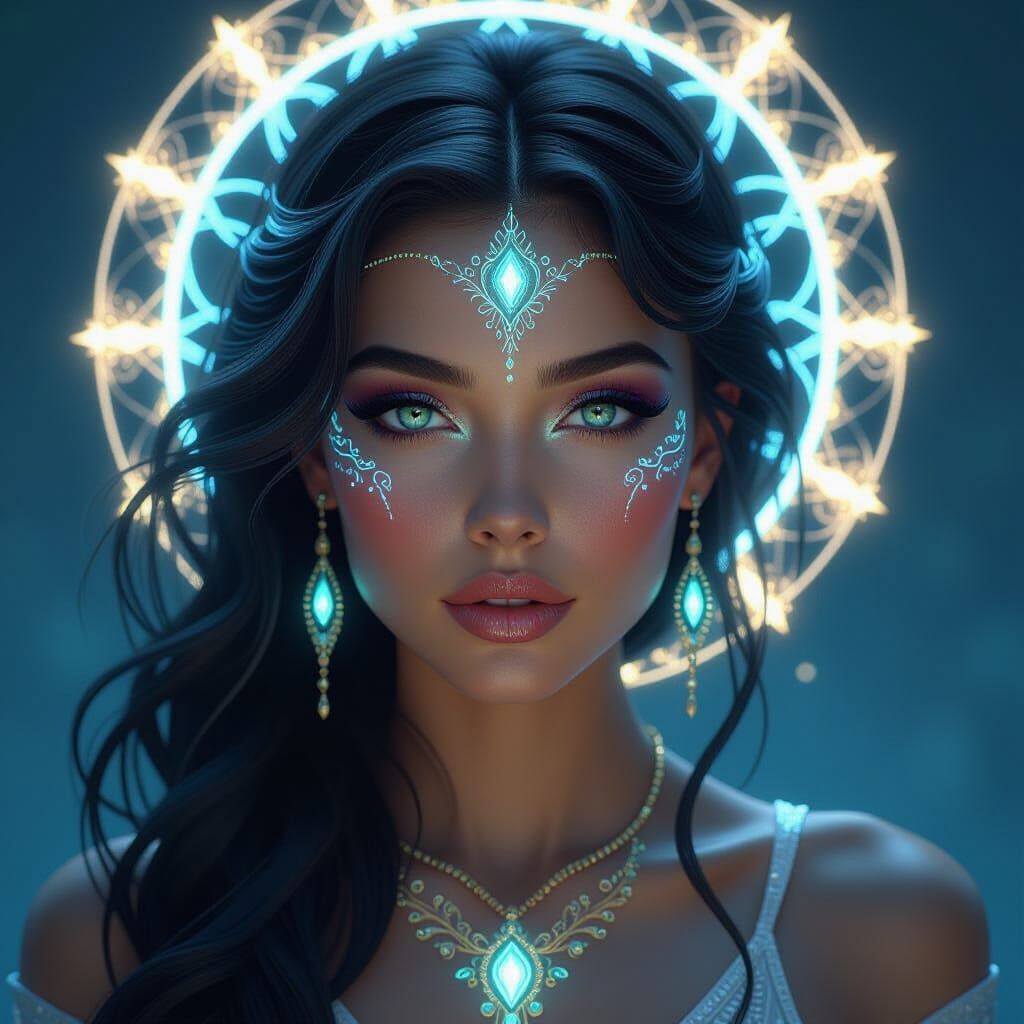 Bioluminescent Goddess with Ethereal Powers