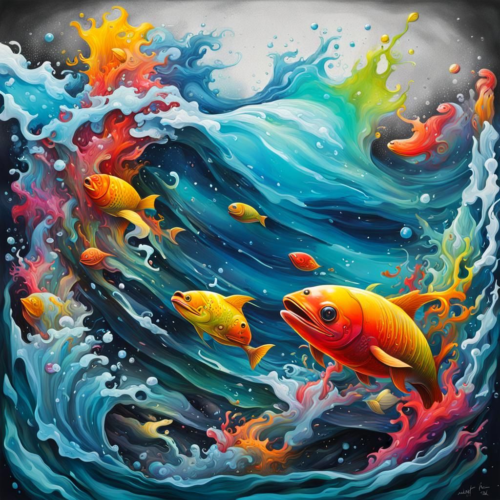 Northern Ocean in Glass: Graffiti Splash Art