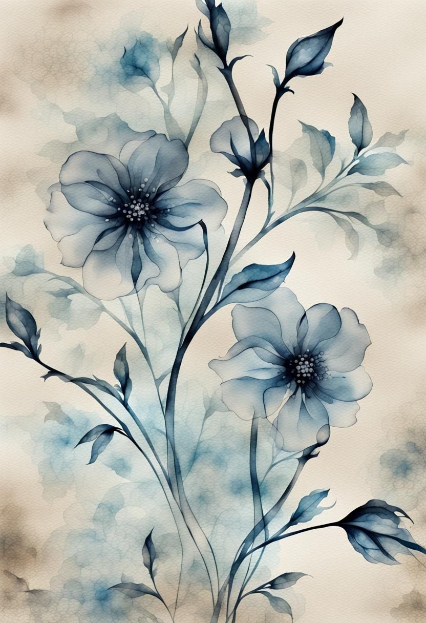 Vintage Floral Stationery in Light Blue Watercolor