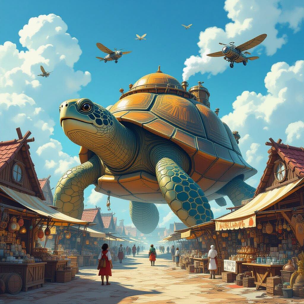 Fantasy Marketplace on Giant Turtle's Back