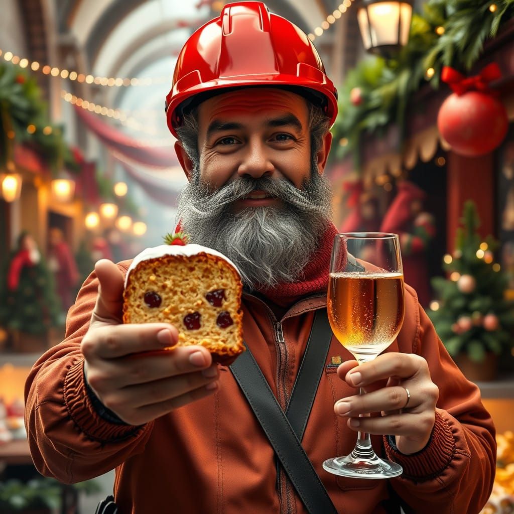 Warm Italian Gestures with Panettone and Prosecco in a Festi...