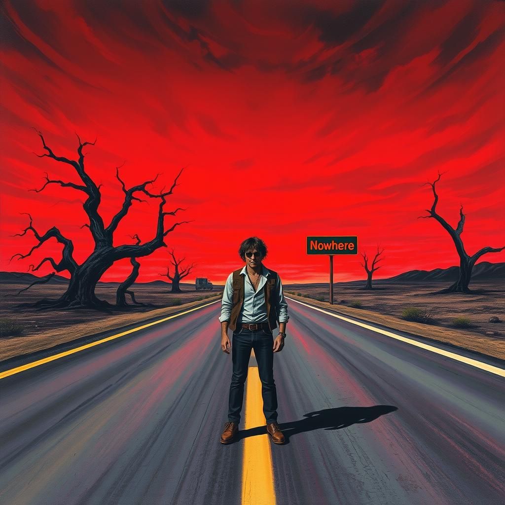 Traveler in Melting Surreal Landscape, Gothic Art