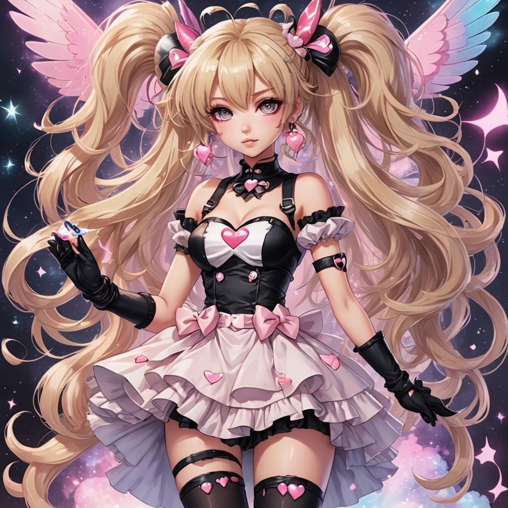 Magical Girl in Heartpunk Anime Style