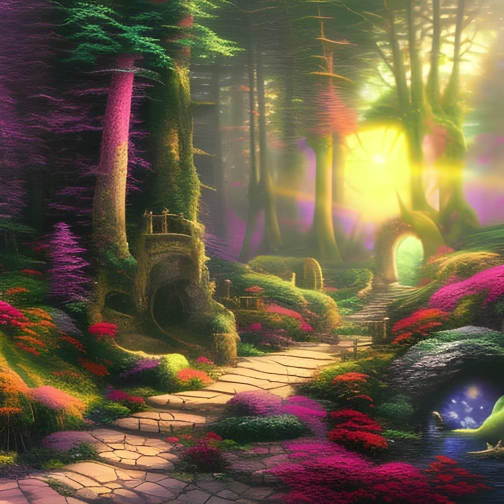 Ethereal Sunlit Forest Inside Hollow Earth