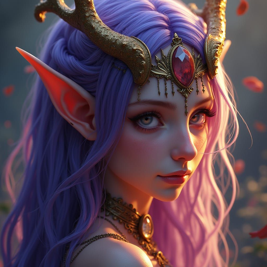 Ethereal Elven Matriarch in Dark Fantasy Splendor